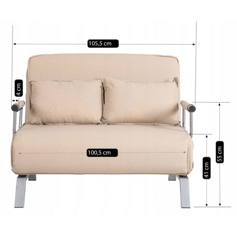 Fotel Rozkładany Dwuosobowy BART 2 Beżowy