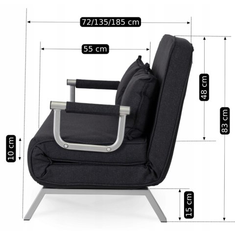 Fotel Rozkładany Dwuosobowy BART 2 Czarny