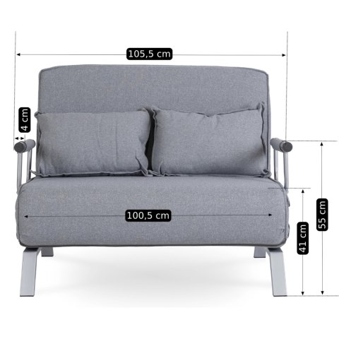 Fotel Rozkładany Dwuosobowy BART 2 Szary