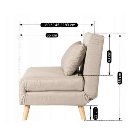 Fotel Rozkładany Dwuosobowy MARRY 2 Beżowy