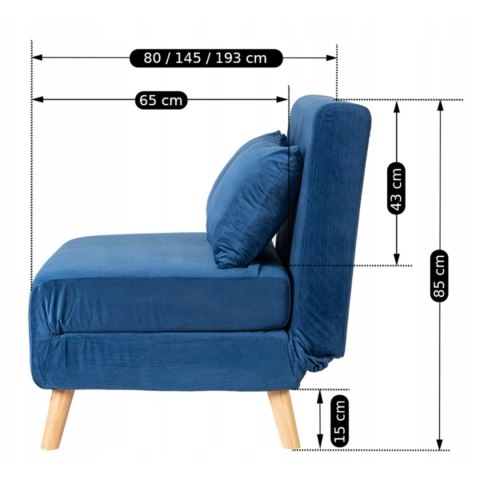 Fotel Rozkładany Dwuosobowy MARRY 2 Granatowy