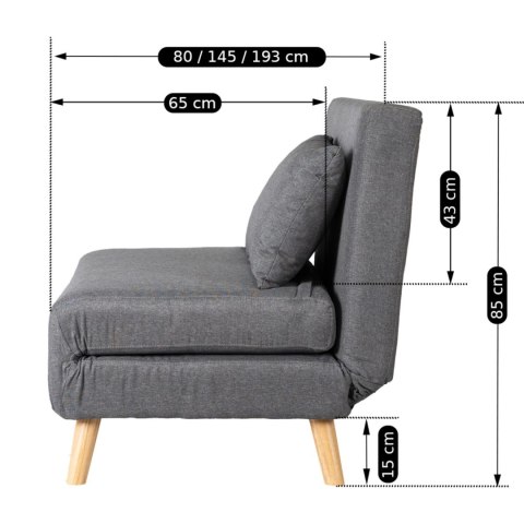 Fotel Rozkładany MARRY Szary