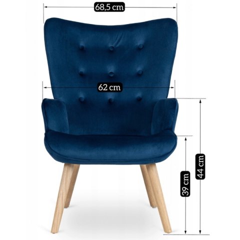 Fotel Wypoczynkowy LOZANO z Podnóżkiem Granatowy Welurowy