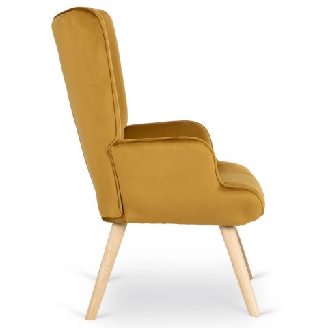 Fotel Wypoczynkowy LOZANO z Podnóżkiem Musztardowy Welurowy