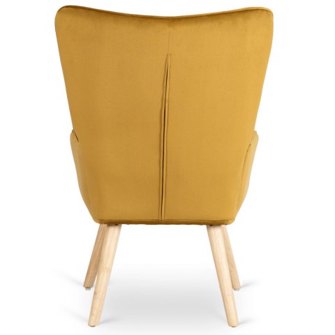 Fotel Wypoczynkowy LOZANO z Podnóżkiem Musztardowy Welurowy