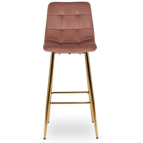 Krzesło Barowe Tapicerowane Hoker ARIEL Różowe Welurowe Nowoczesne Glamour