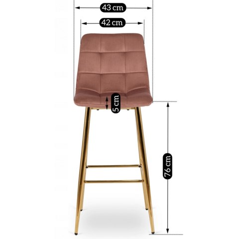 Krzesło Barowe Tapicerowane Hoker ARIEL Różowe Welurowe Nowoczesne Glamour