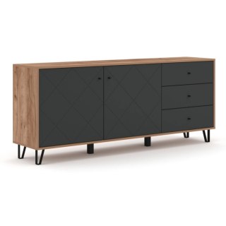 Komoda BACARDI 183 cm Dąb Craft Tobacco/Grafit