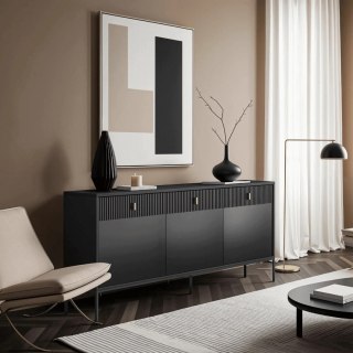 Komoda MARCOS 154 cm Ryflowana Czarna