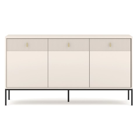 Komoda do Salonu Sypialni MARCOS 154 cm Kaszmir Ryflowana Trzydrzwiowa z Szufladami Nowoczesna