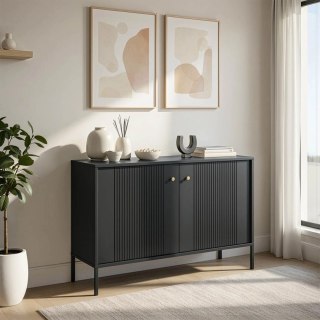 Komoda SOFT 104 cm Dwudrzwiowa Ryflowana Czarna