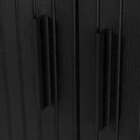 Komoda Wysoka Rozsuwana TRISH 100 cm Czarna Dwudrzwiowa Ryflowana Nowoczesna