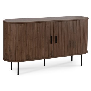 Komoda do Salonu Rozsuwana TRISH 140 cm Orzech Dwudrzwiowa Ryflowana Nowoczesna