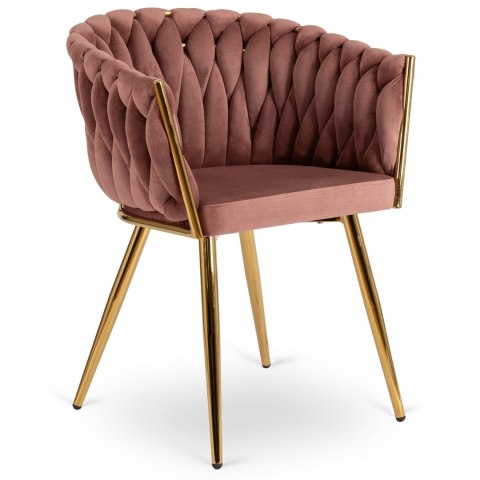 Krzesło CAPI Różowe Plecione Welurowe