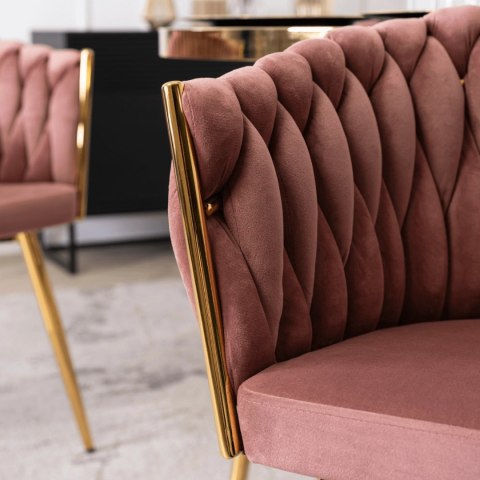 Krzesło CAPI Różowe Plecione Welurowe