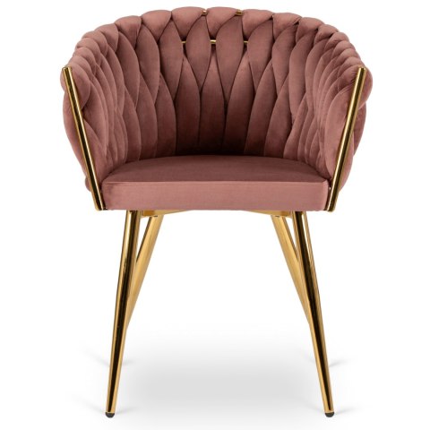 Krzesło CAPI Różowe Plecione Welurowe