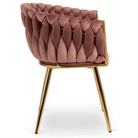 Krzesło CAPI Różowe Plecione Welurowe