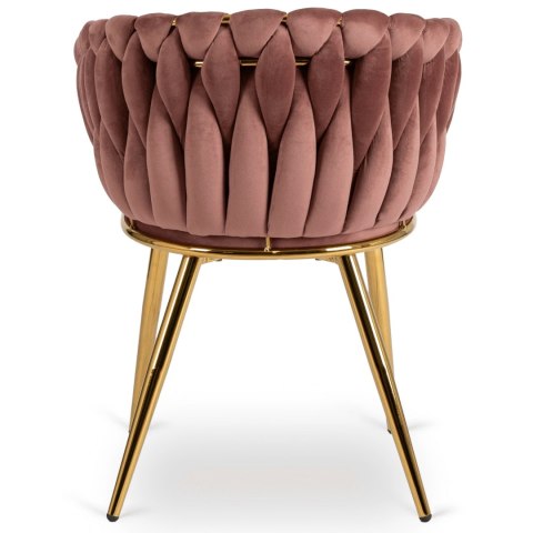 Krzesło CAPI Różowe Plecione Welurowe