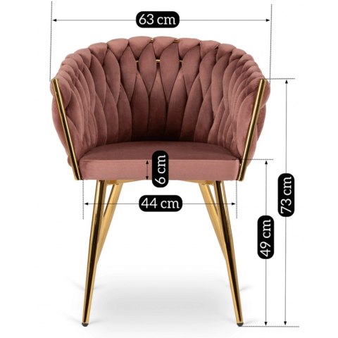 Krzesło CAPI Różowe Plecione Welurowe