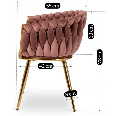 Krzesło CAPI Różowe Plecione Welurowe