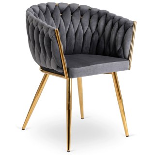 Krzesło CAPI Szare Plecione Welurowe