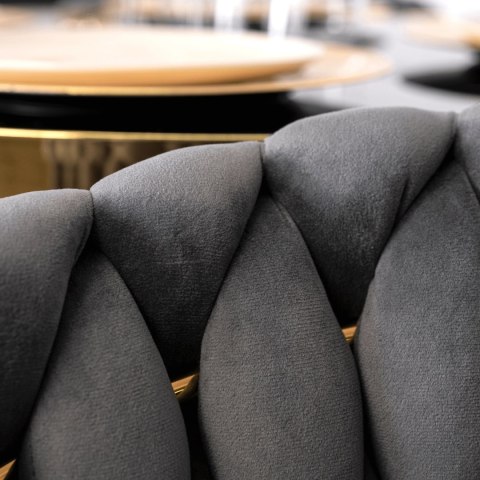 Krzesło Tapicerowane Plecione do Salonu CAPI Szare Welurowe do Toaletki Nowoczesne Glamour