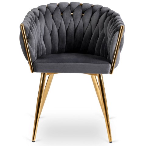 Krzesło Tapicerowane Plecione do Salonu CAPI Szare Welurowe do Toaletki Nowoczesne Glamour