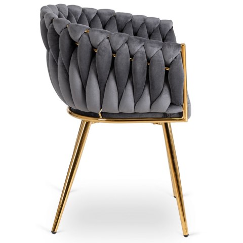 Krzesło Tapicerowane Plecione do Salonu CAPI Szare Welurowe do Toaletki Nowoczesne Glamour