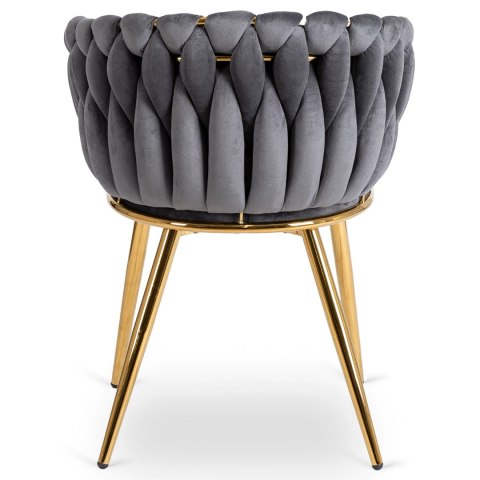 Krzesło Tapicerowane Plecione do Salonu CAPI Szare Welurowe do Toaletki Nowoczesne Glamour