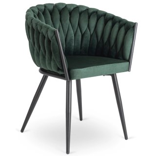 Krzesło ELENA Zielone Plecione Welurowe