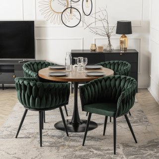 Krzesło ELENA Zielone Plecione Welurowe