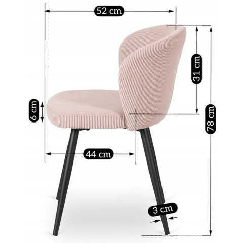 Krzesło HAILEY Różowe Sztruksowe