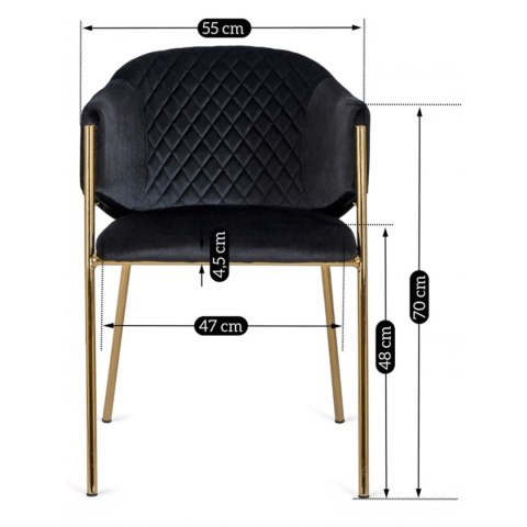 Krzesło INNES Czarne Welurowe