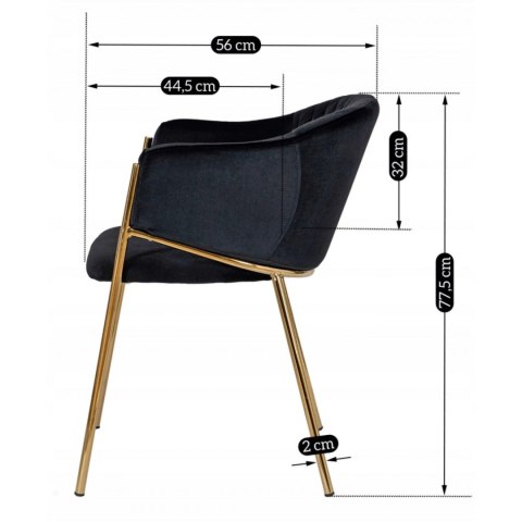 Krzesło INNES Czarne Welurowe