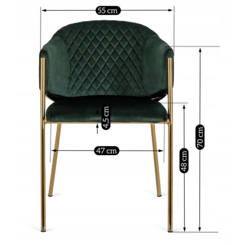 Krzesło INNES Zielone Welurowe