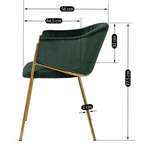Krzesło INNES Zielone Welurowe