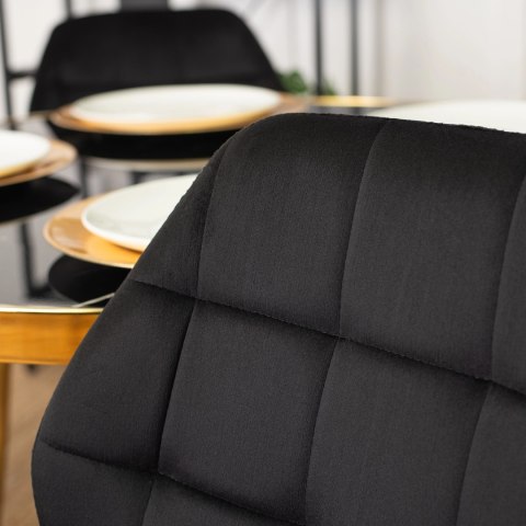 Krzesło LUCKY Czarne ze Złotymi Nogami Welurowe