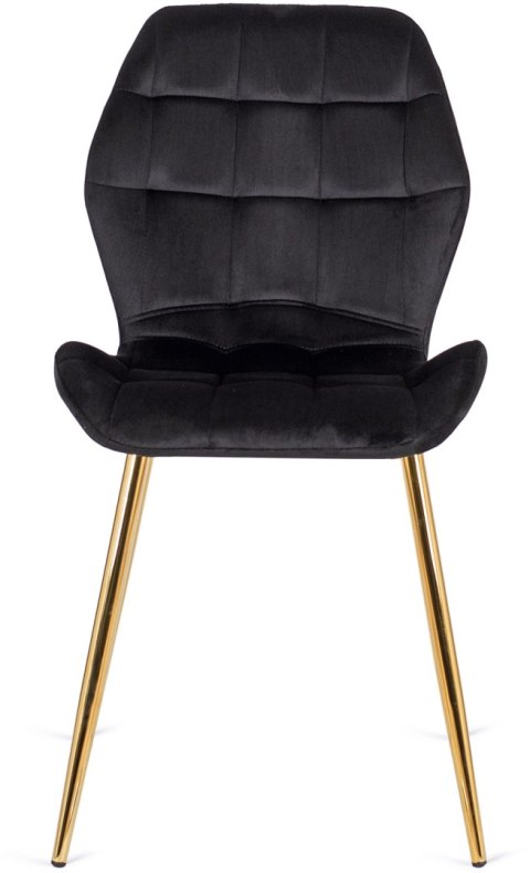 Krzesło LUCKY Czarne ze Złotymi Nogami Welurowe