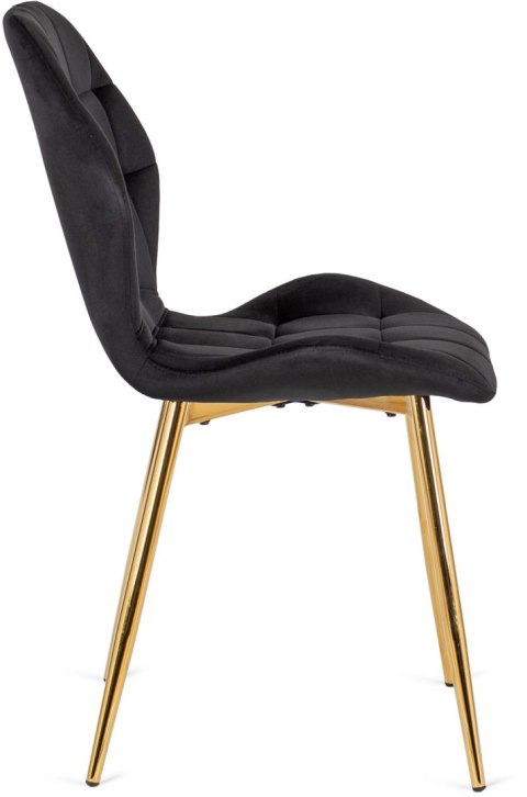 Krzesło LUCKY Czarne ze Złotymi Nogami Welurowe
