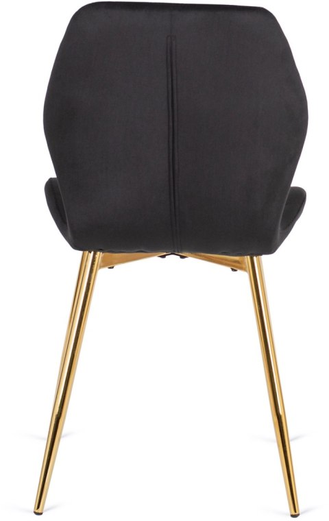 Krzesło LUCKY Czarne ze Złotymi Nogami Welurowe