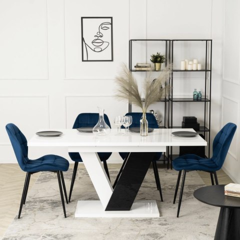 Krzesło Tapicerowane do Jadalni LUCKY Granatowe Welurowe Nowoczesne Loft