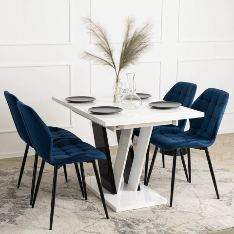 Krzesło Tapicerowane do Jadalni LUCKY Granatowe Welurowe Nowoczesne Loft