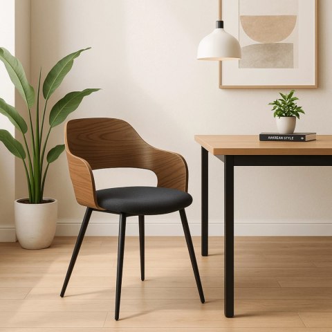 Krzesło Tapicerowane z Drewna Giętego ORBI Orzech/Czarne Nowoczesne Loft