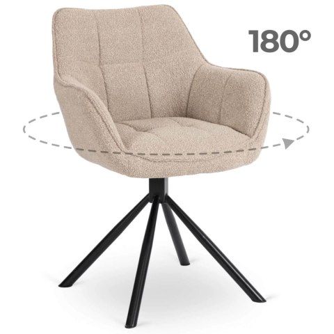 Krzesło Tapicerowane Obrotowe PEONY Beżowe Nowoczesne Loft
