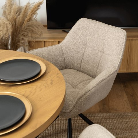 Krzesło Tapicerowane Obrotowe PEONY Beżowe Nowoczesne Loft