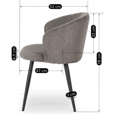 Krzesło TAYLOR Szare Sztruksowe