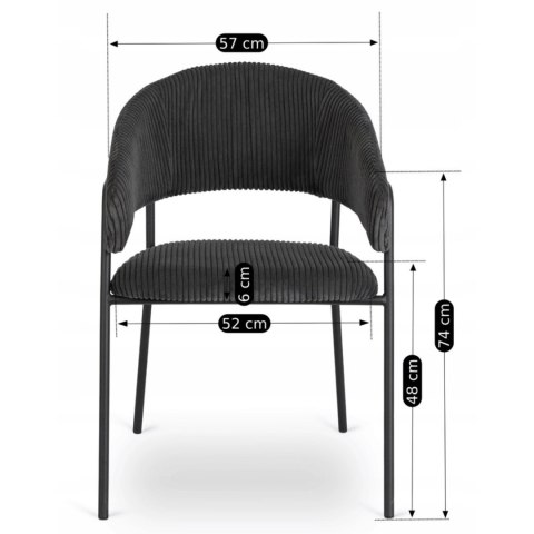 Krzesło TINKA Czarne Sztruksowe