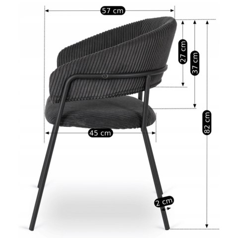Krzesło TINKA Czarne Sztruksowe