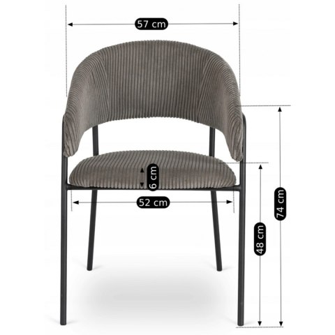 Krzesło TINKA Szare Sztruksowe