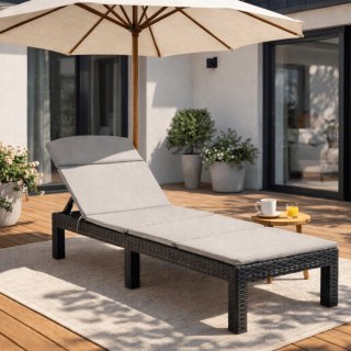 Fotel Ogrodowy Leżak LUIZJANA Technorattan Czarny/Szary